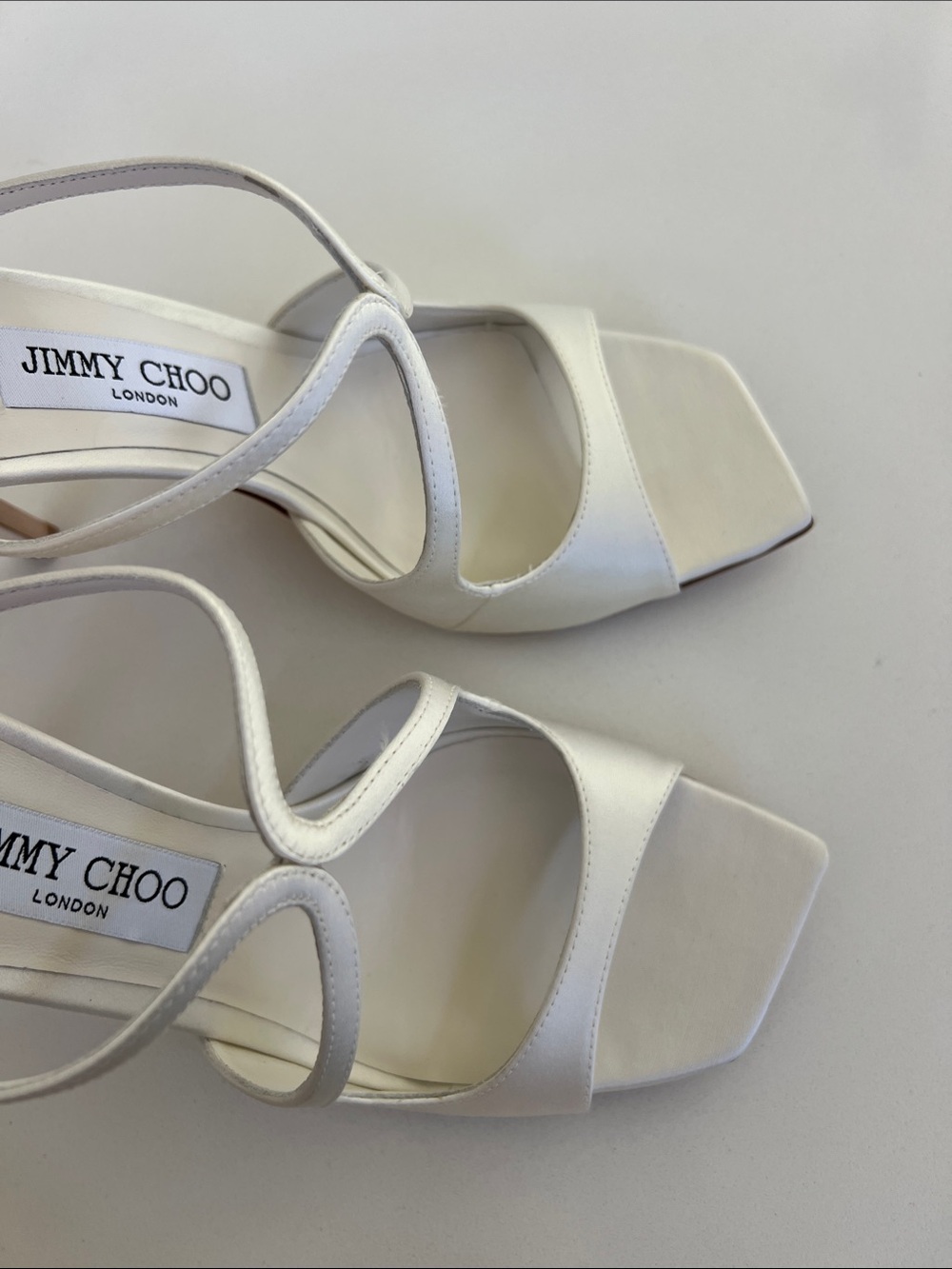 Jimmy Choo anise 95 ivory satin criss cross open toe sandals bridal heels 38.5 - Picture 11 of 11